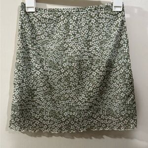 Green Floral Mini Skirt